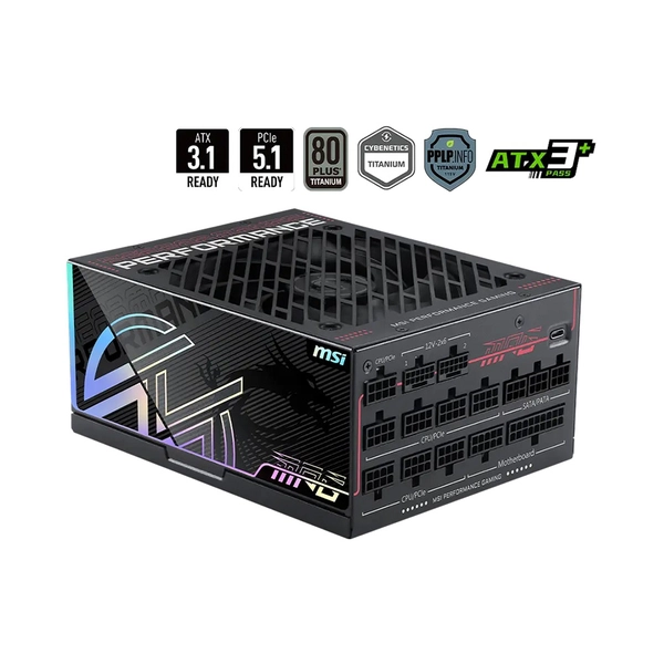 Nguồn máy tính MSI MPG Ai1600TS PCIE5 1600W 80 Plus Titanium MPG-Ai1600TS-PCIE5