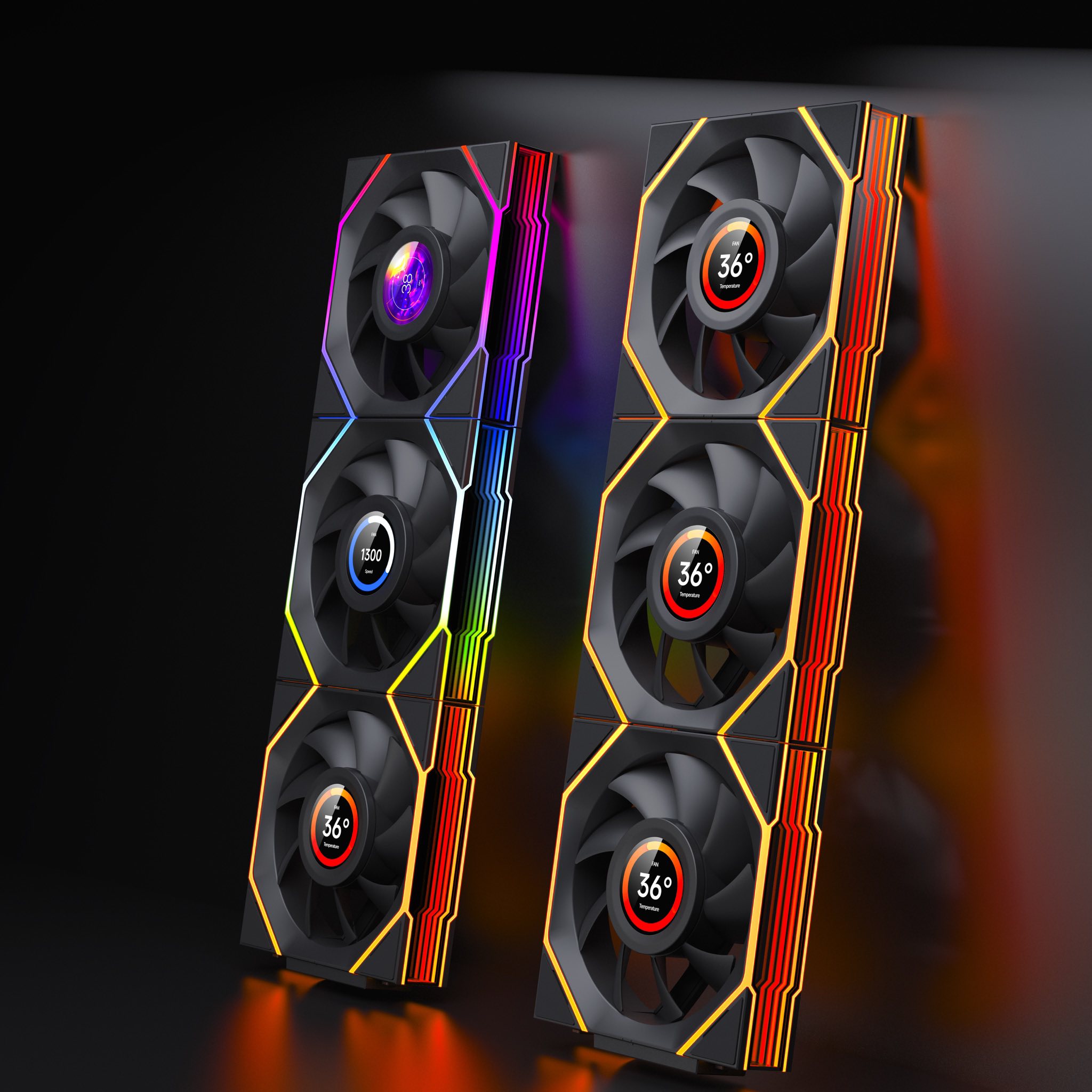 Fan Jungle Leopard LCD V4 - Đen, Màn hình tùy chỉnh, Gió ngược