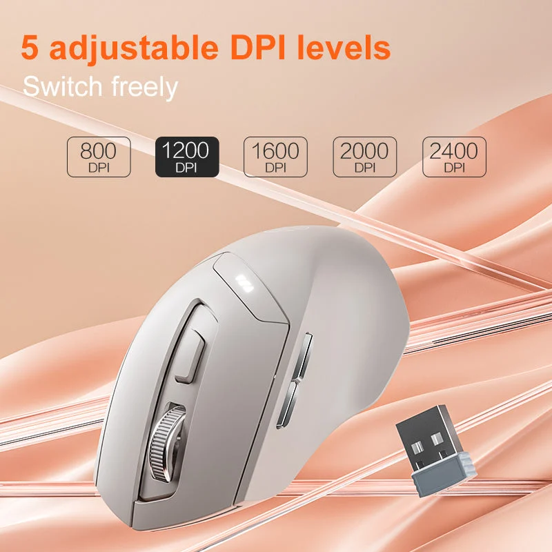 Chuột văn phòng INPHIC DR6 Chính Hãng | Wireless, Bluetooth, 2400 DPI, 84g, Trắng Xám - ảnh 2
