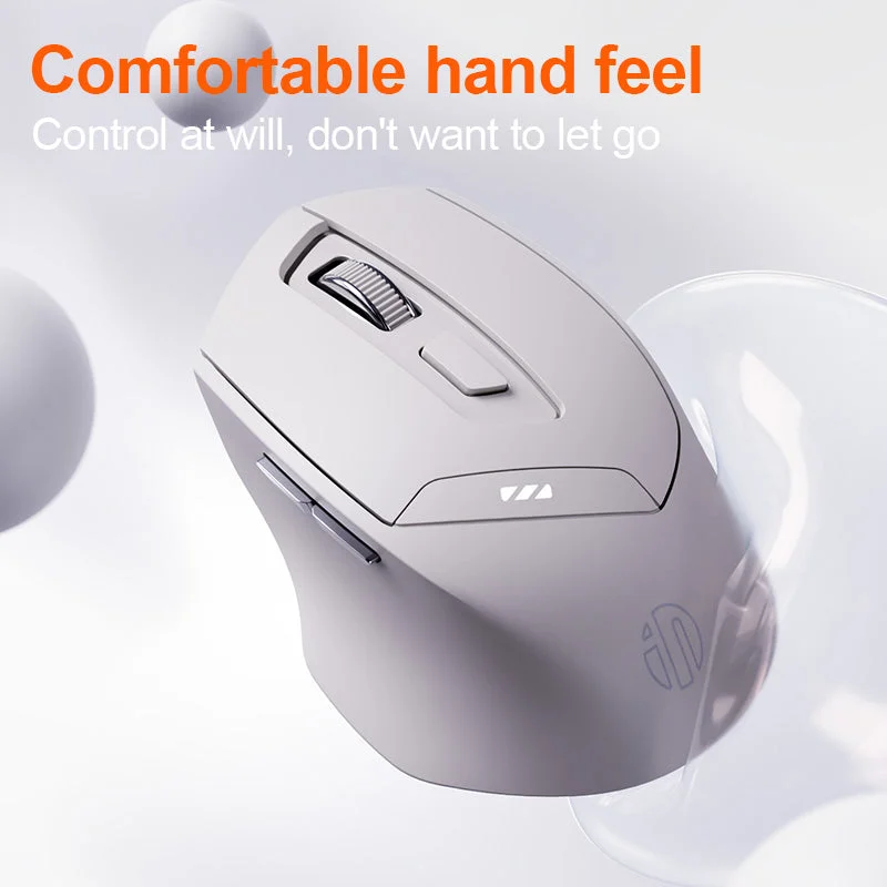 Chuột văn phòng INPHIC DR6 Chính Hãng | Wireless, Bluetooth, 2400 DPI, 84g, Trắng Xám - ảnh 6