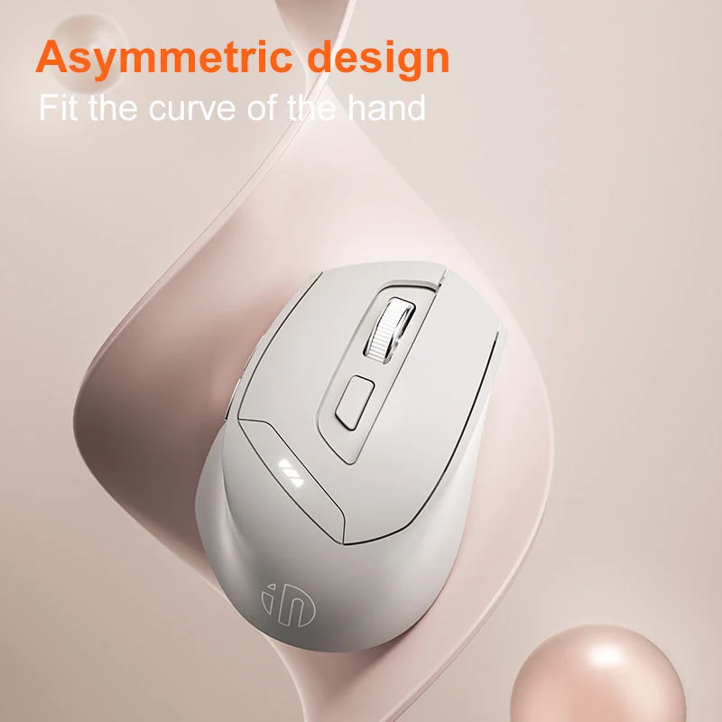 Chuột văn phòng INPHIC DR6 Chính Hãng | Wireless, Bluetooth, 2400 DPI, 84g, Trắng Xám - ảnh 5