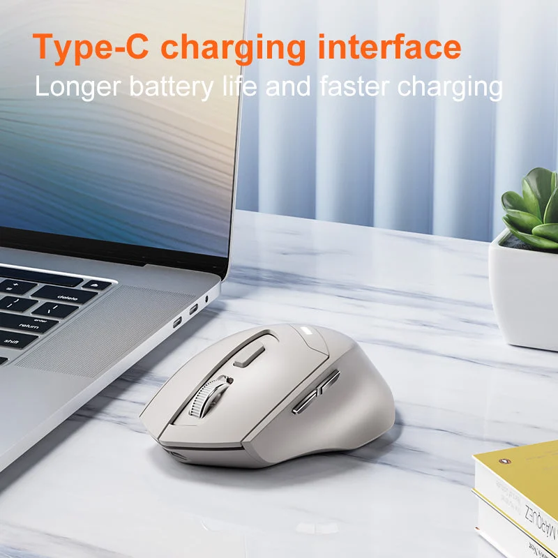 Chuột văn phòng INPHIC DR6 Chính Hãng | Wireless, Bluetooth, 2400 DPI, 84g, Trắng Xám - ảnh 4