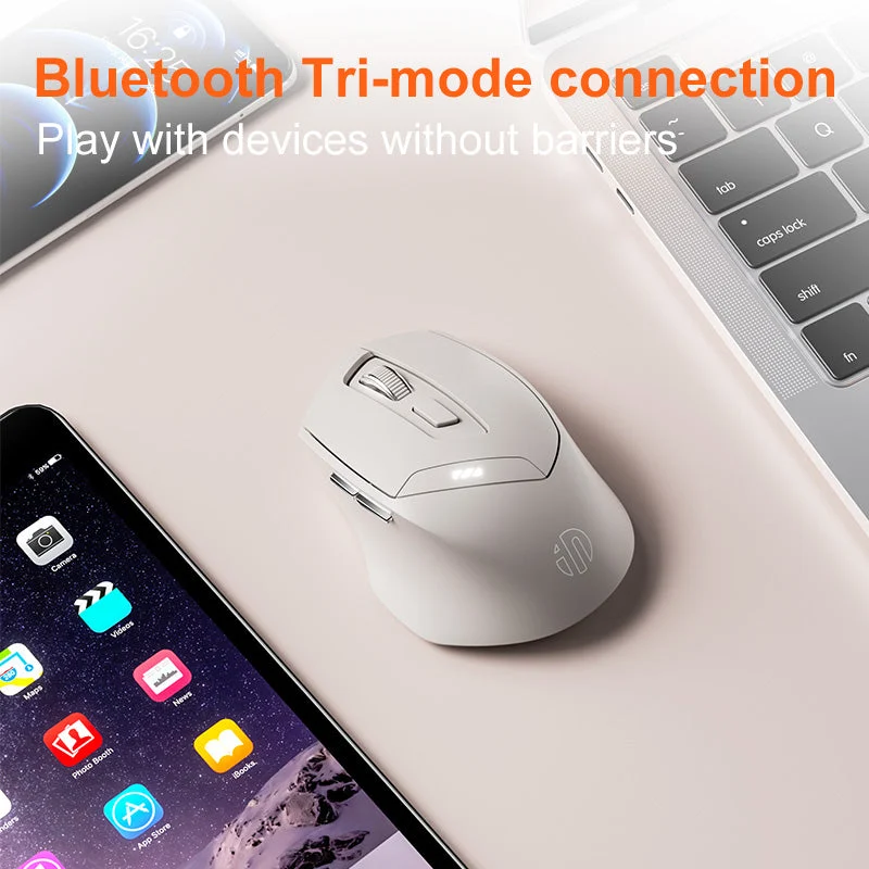 Chuột văn phòng INPHIC DR6 Chính Hãng | Wireless, Bluetooth, 2400 DPI, 84g, Trắng Xám - ảnh 3
