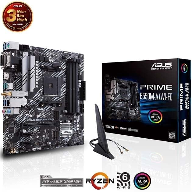 Mainboard ASUS Prime B550M-A Wifi DDR4 | AM4, mATX, 4 khe RAM