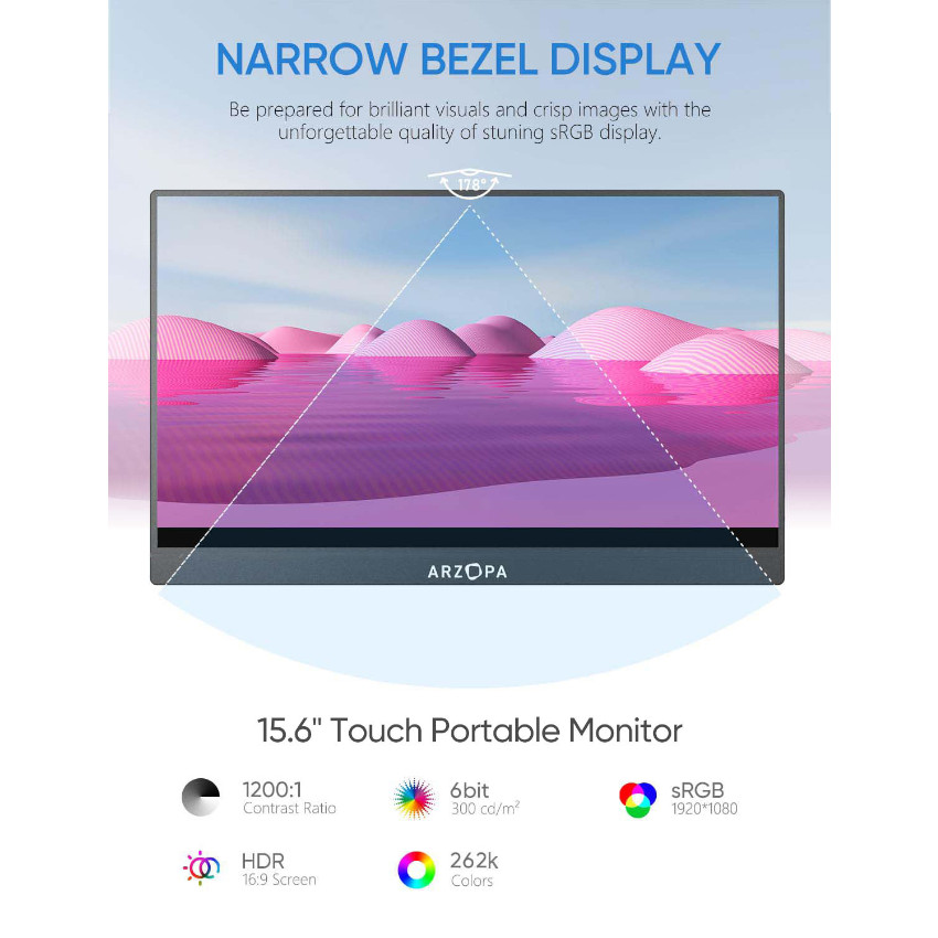 Màn hình di động ARZOPA A1T 15,6'' IPS FHD 60Hz Touch - ảnh 4