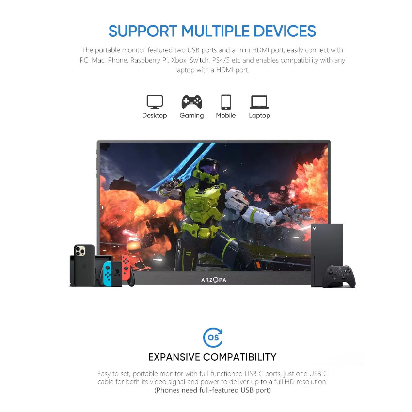 Màn hình di động ARZOPA A1T 15,6'' IPS FHD 60Hz Touch - ảnh 5