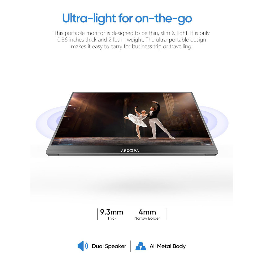 Màn hình di động ARZOPA A1T 15,6'' IPS FHD 60Hz Touch - ảnh 3