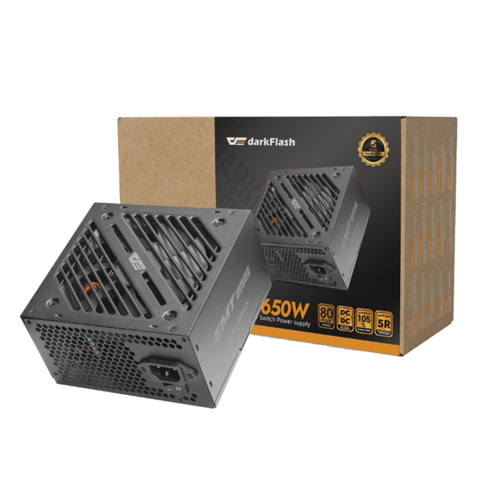 Nguồn máy tính DarkFlash EMT650 | 650W, 80 Plus Bronze, ATX, Đen