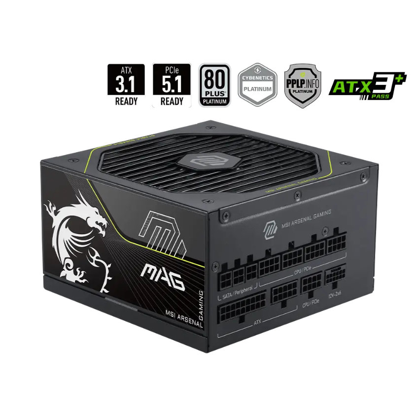 Nguồn máy tính MSI MAG A1200PLS PCIE5 1200W 80 Plus Platinum