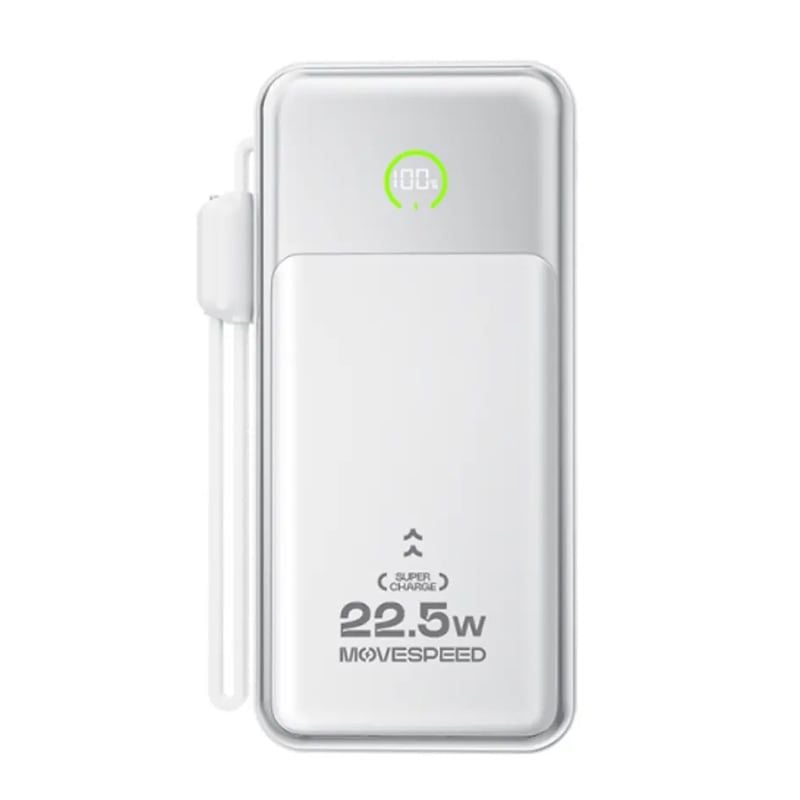 Sạc dự phòng Movespeed MSP19 22.5W | 10000mAh | Màn Led | Tích hợp Type C | White