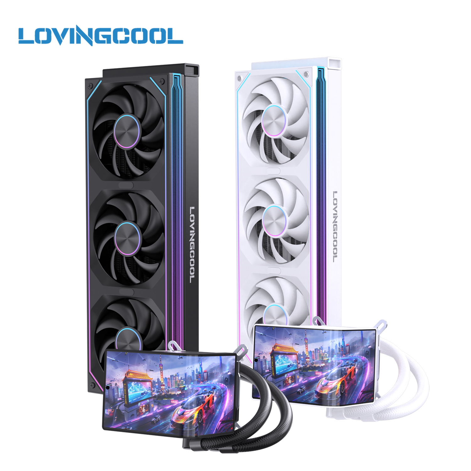 Tản nhiệt nước màn cong Lovingcool SC70 | Không fan, trắng