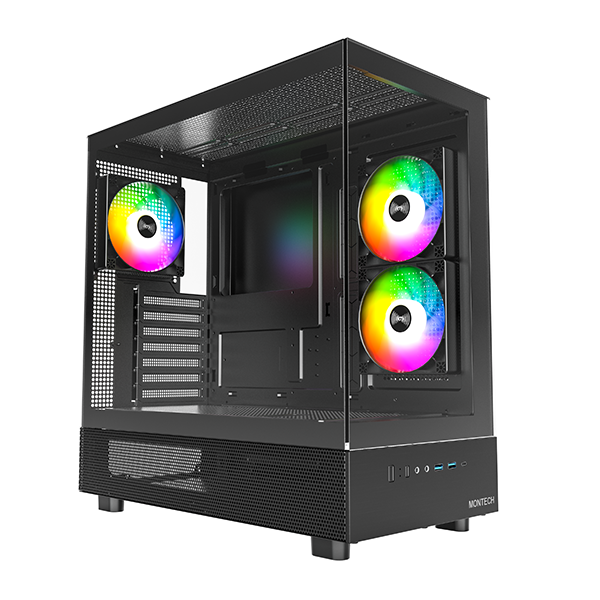 Thùng máy Montech XR ATX - Black | Hồ cá, kèm sẵn 3 fan - ảnh 4