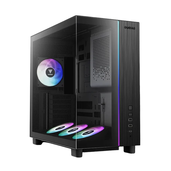 Thùng máy Gamdias Atlas M4 (Kèm sẵn 4 Fan ARGB) | F-ATX, Mid Tower, Kính cường lực, Đen