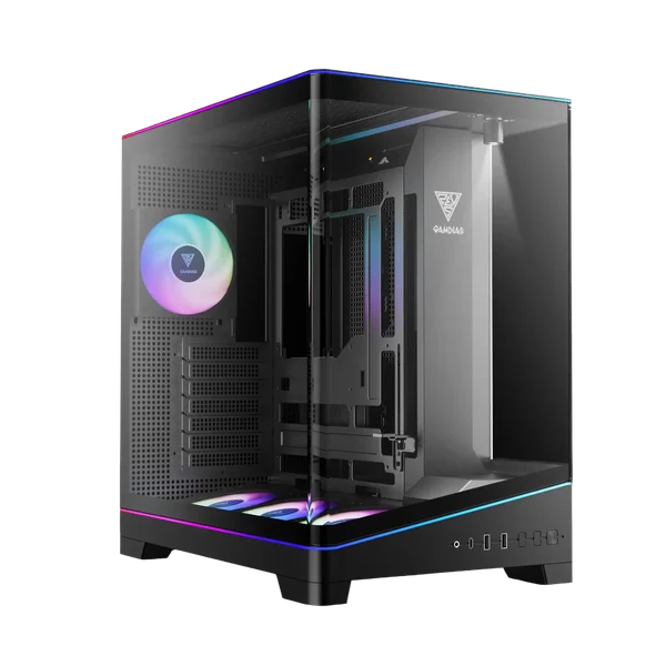 Thùng máy Gamdias Atlas P6 CG (Kèm sẵn 4 Fan ARGB) | F-ATX, Mid Tower, Kính cường lực, Đen
